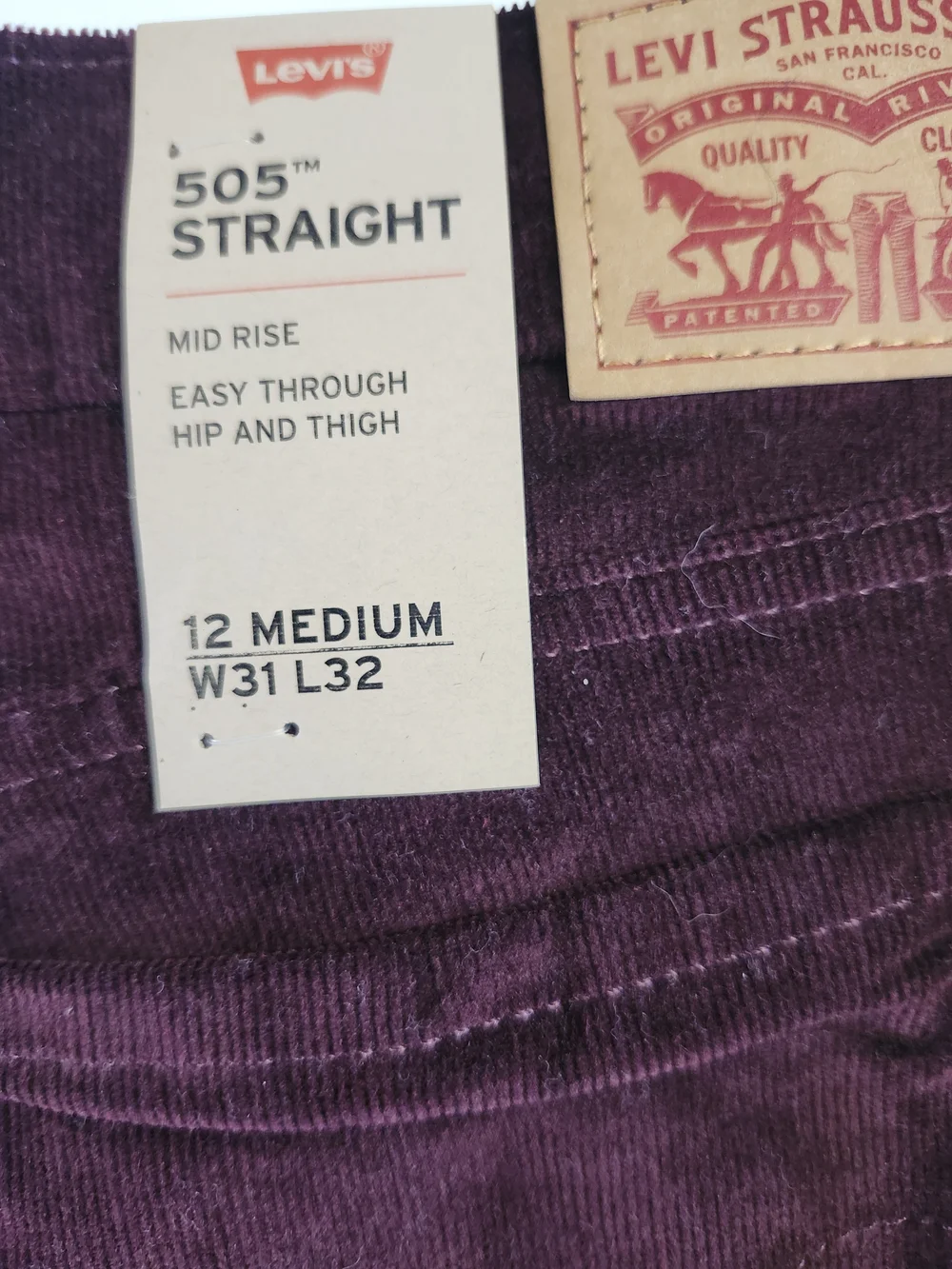 Levi's 505 Straight Corduroy Pants in Plum - Picture 2 of 5